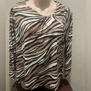 Michael Kors plus size top . Tiger print, long sleeve.